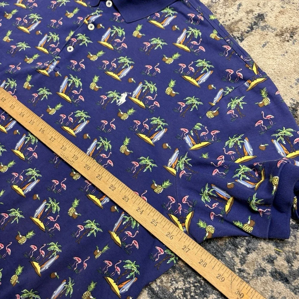 Polo Ralph Lauren Classic Fit Tropical Flamingo Print Knit Shirt 2XB EUC - Picture 5 of 7